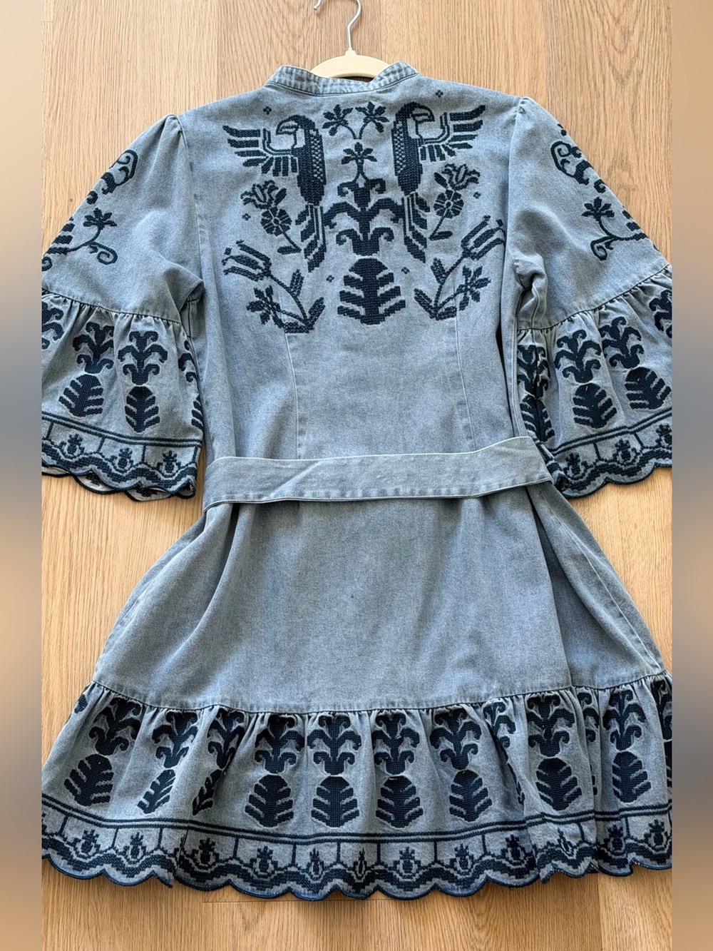 FARM RIO Denim Mini Dress with Navy Embroidery - Picture 3 of 6